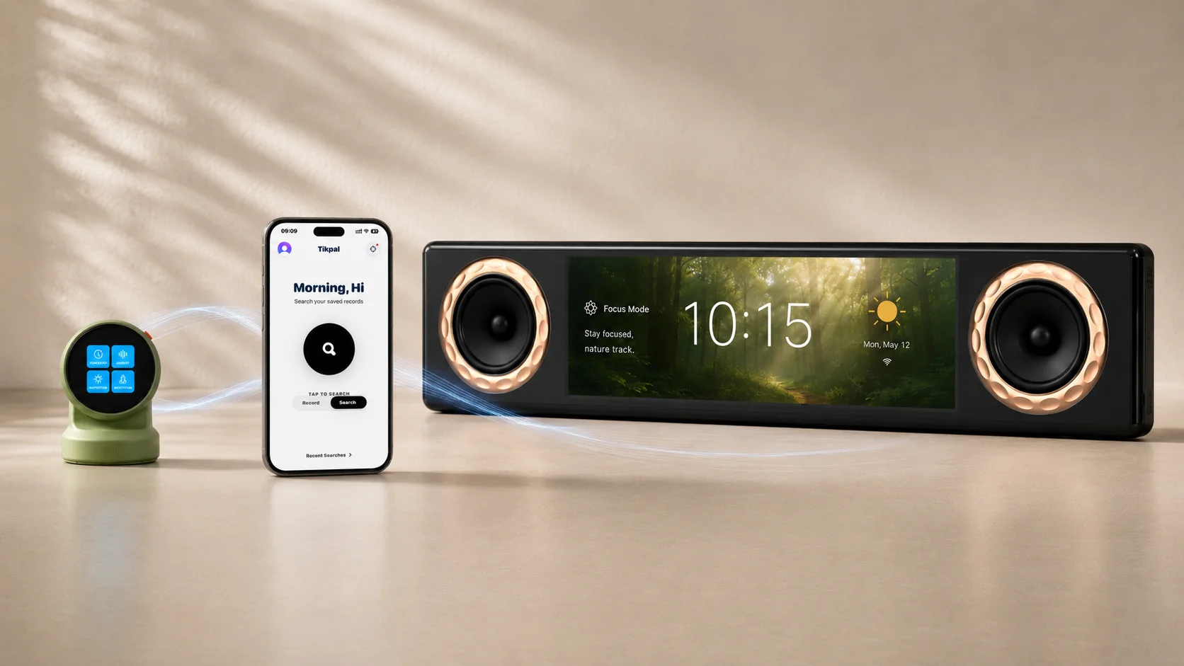 Tikpal Voice, the Tikpal App and Tikpal Room — one ecosystem, three screens